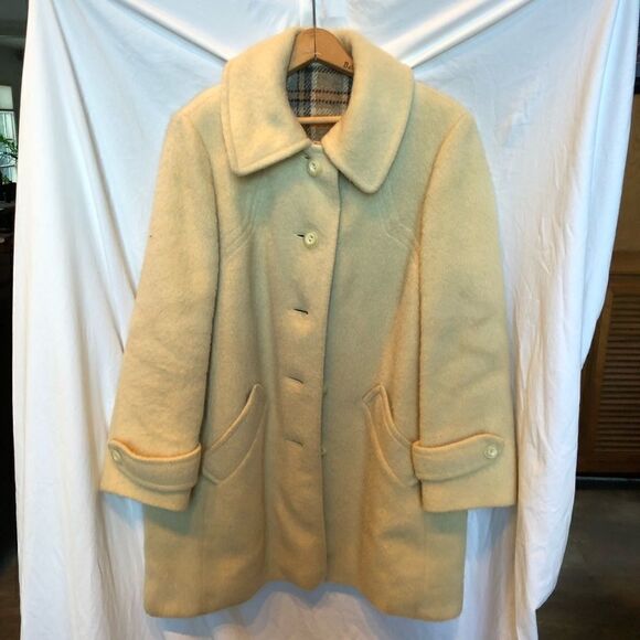 Vintage Wool PeaCoat Kashara Cream S/M - Picture 1 of 6